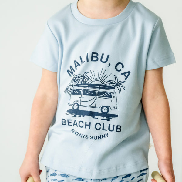 Organic Crew Neck Tee - Malibu Beach Club - HoneyBug 