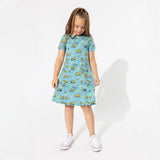 Minions Bello Banana Terry Daywear Girls' Short Sleeve Dress - HoneyBug 