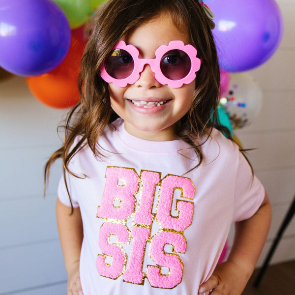 Big Sis Patch Short Sleeve T-Shirt - Ballet Pink - HoneyBug 