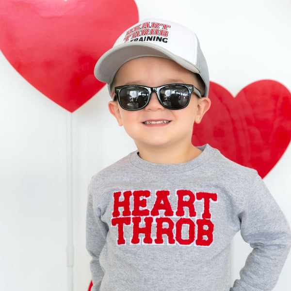 Heart Throb in Training Valentine's Day Trucker Hat - Gray/White - HoneyBug 