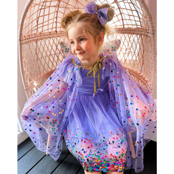 Lavender Confetti Short Sleeve Tutu Dress - HoneyBug 