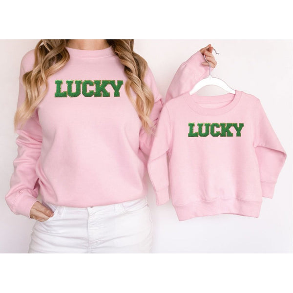 Lucky Patch St. Patrick's Day Adult Sweatshirt - Pink - HoneyBug 