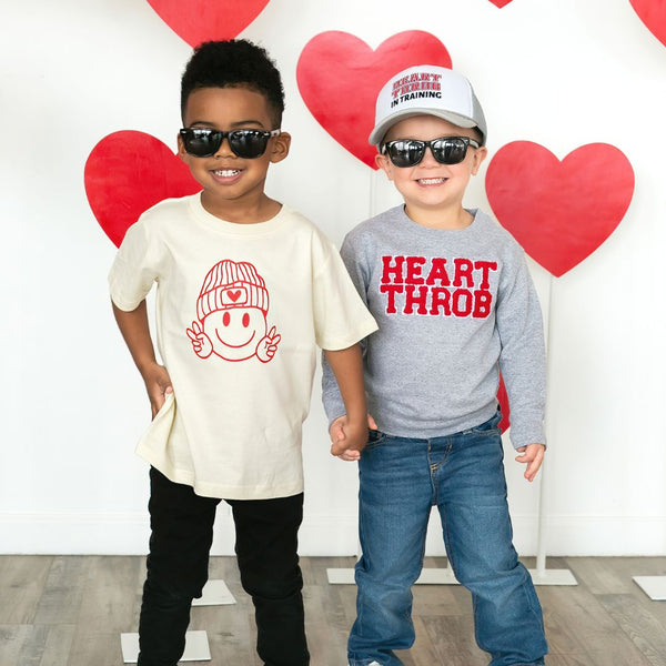 Heart Throb in Training Valentine's Day Trucker Hat - Gray/White - HoneyBug 