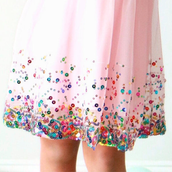 Pink Confetti Short Sleeve Tutu Dress - HoneyBug 