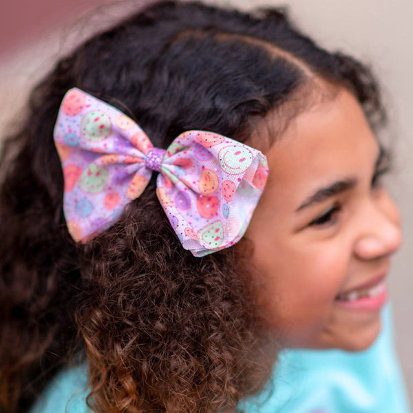 Smiley Face Tulle Bow Clip - HoneyBug 