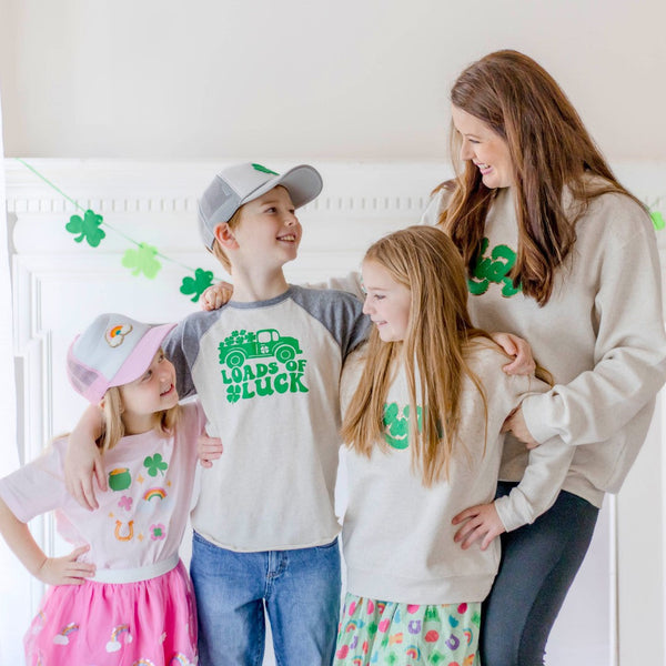 Lucky Script Patch St. Patrick's Day Adult Sweatshirt - Natural - HoneyBug 