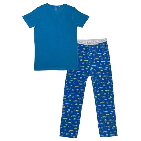 Monaco Blue Bamboo Men's Pajama Set - HoneyBug 
