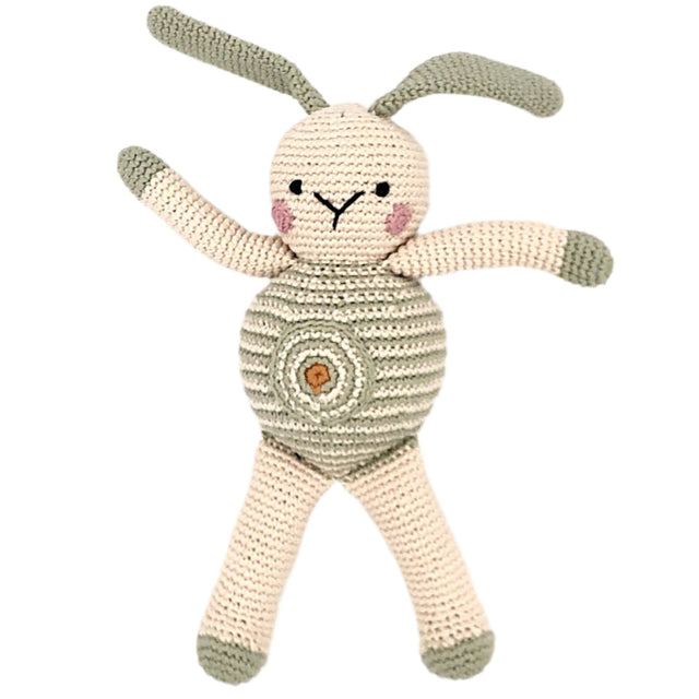 Plush Baby Bunny Rattle - Teal Spot - HoneyBug 