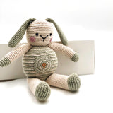 Plush Baby Bunny Rattle - Teal Spot - HoneyBug 