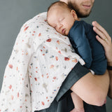 Cotton Muslin Swaddle Blanket - Mushrooms - HoneyBug 