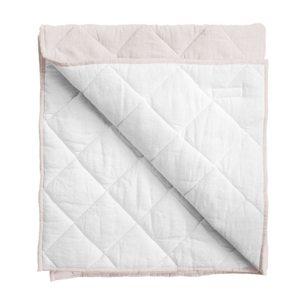 Play mat | blossom pink and white linen, reversible - HoneyBug 