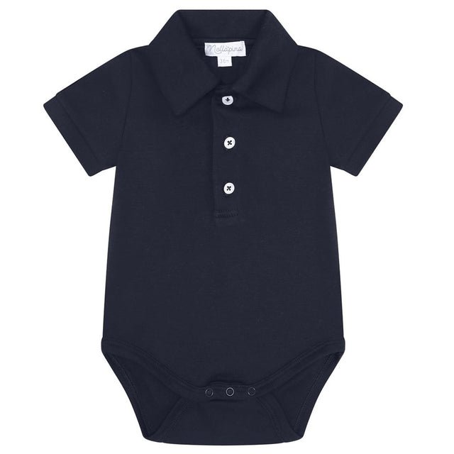 Navy Boy Short Sleeve Onesie - HoneyBug 