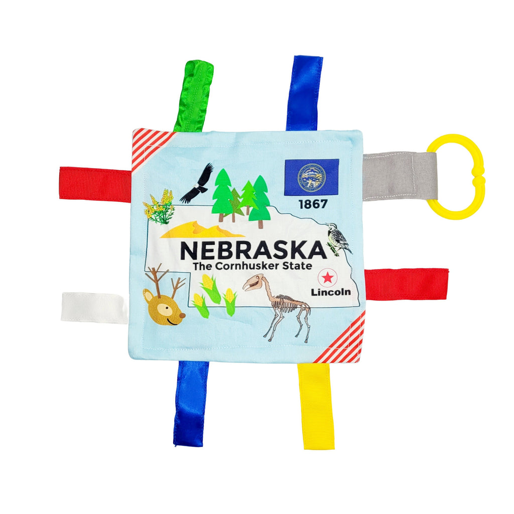 Nebraska State Tag Toy Crinkle Square - HoneyBug 