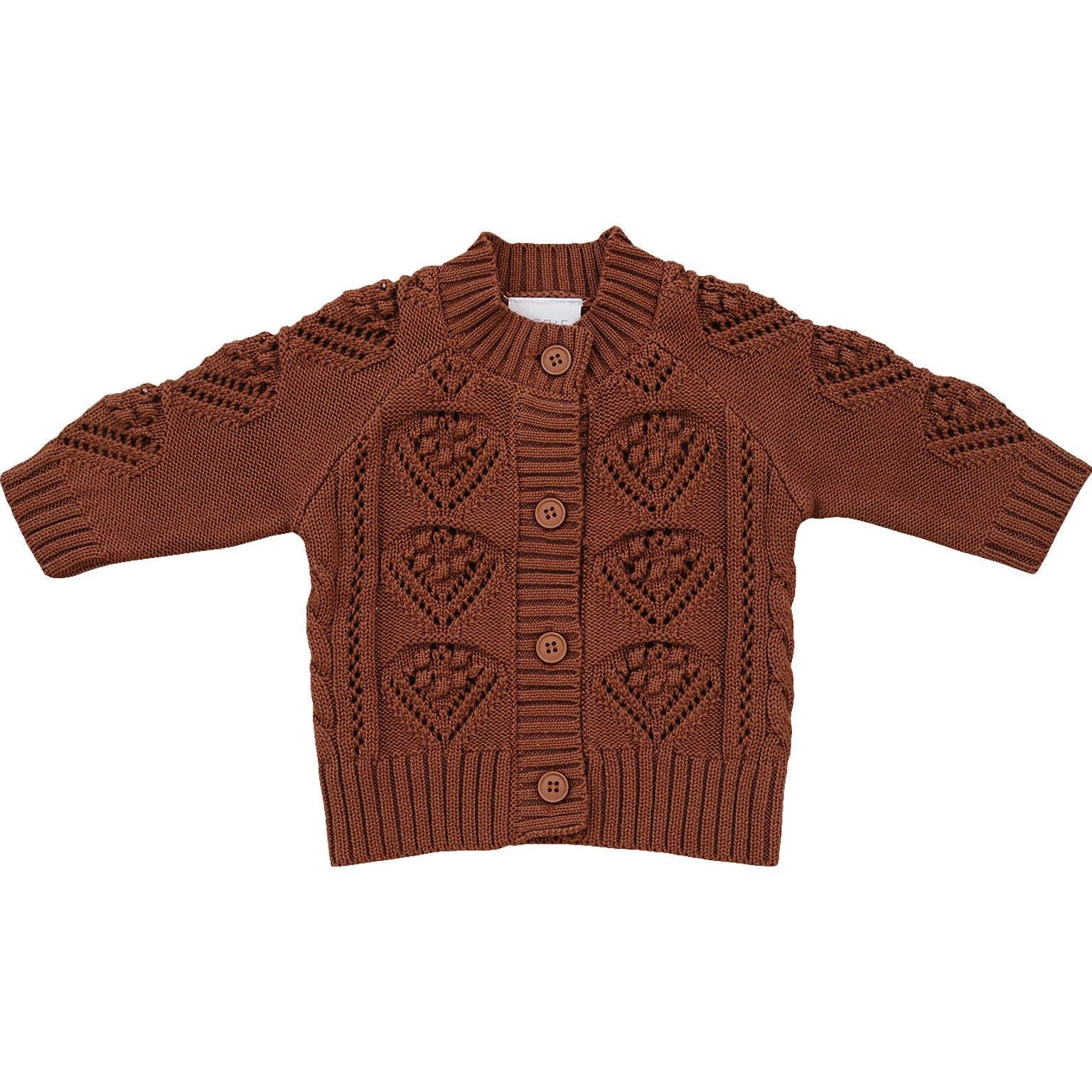 Dark Rust Cable Knit Cardigan - HoneyBug 