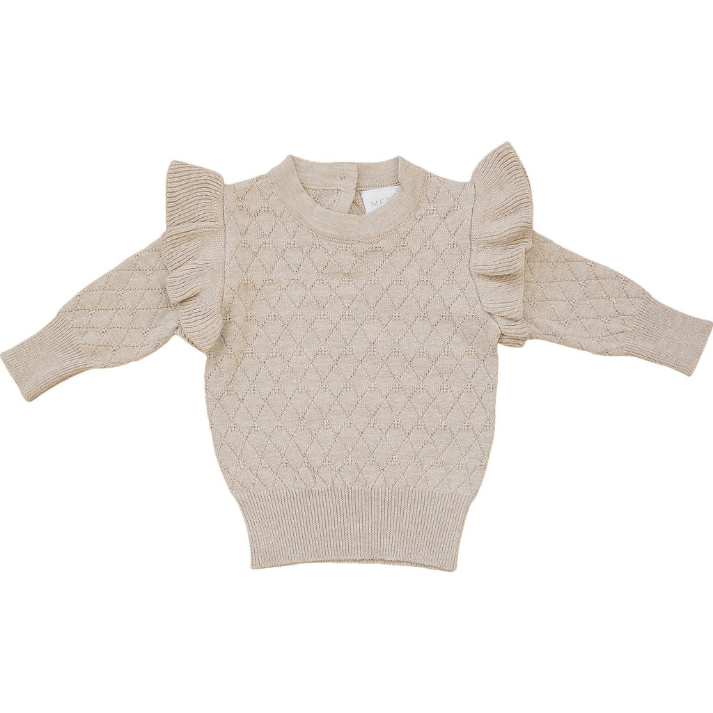 Oatmeal Knit Ruffle Sweater - HoneyBug 