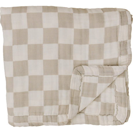 Taupe Checkered Muslin Quilt - HoneyBug 