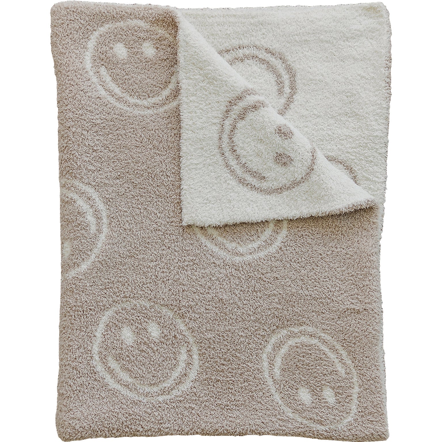 Smiley Taupe Plush Blanket - HoneyBug 