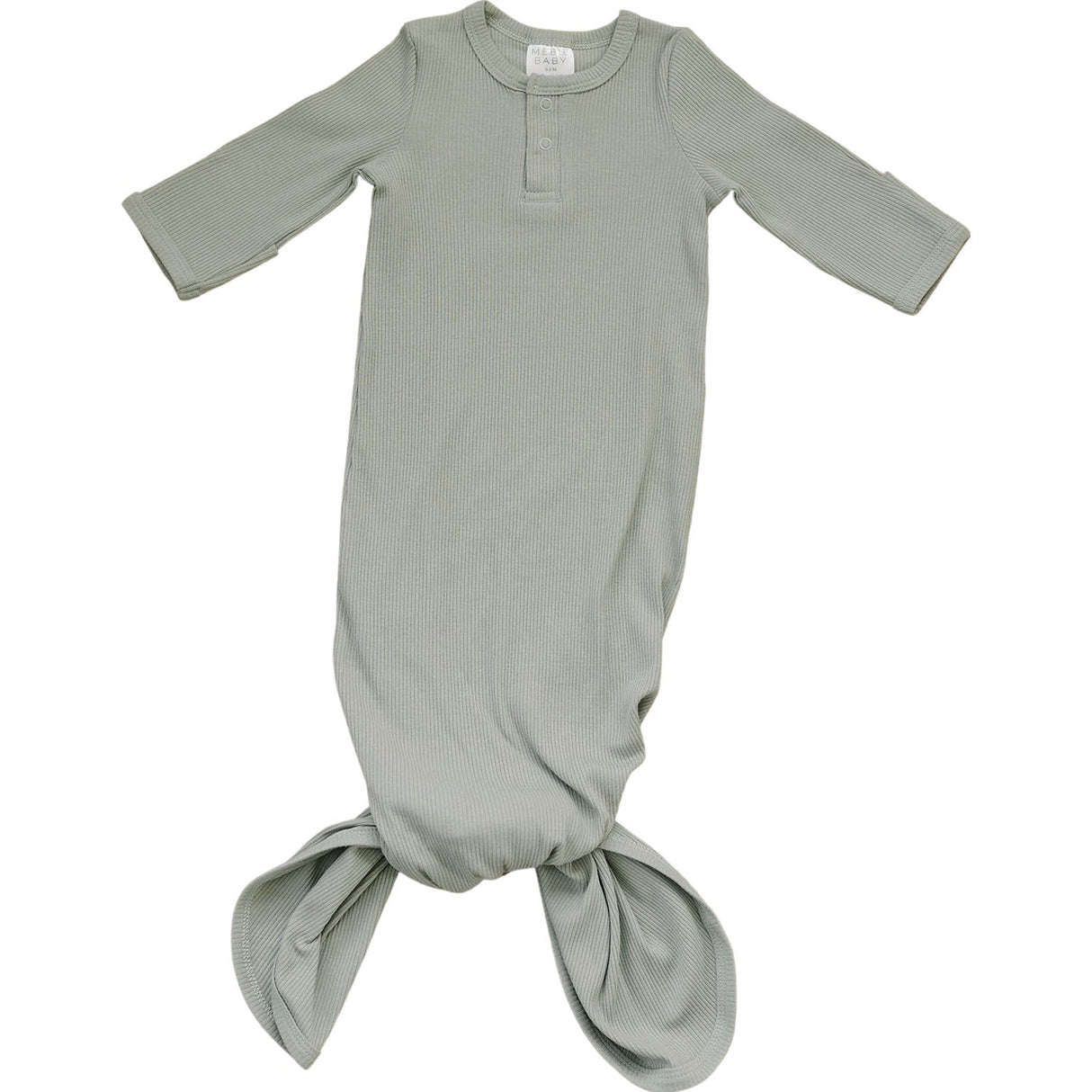 Sage Organic Cotton Ribbed Knot Gown - HoneyBug 