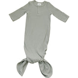 Sage Organic Cotton Ribbed Knot Gown - HoneyBug 