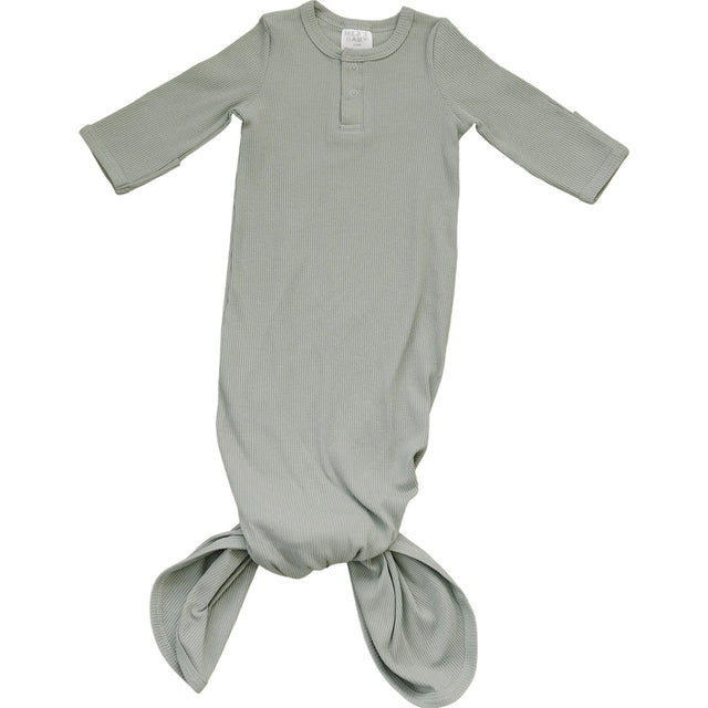 Sage Organic Cotton Ribbed Knot Gown - HoneyBug 