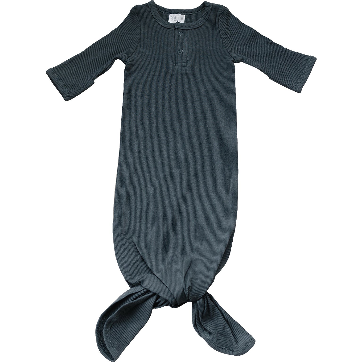 Charcoal Organic Cotton Ribbed Knot Gown - HoneyBug 