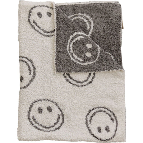 Charcoal Smiley Plush Blanket - HoneyBug 