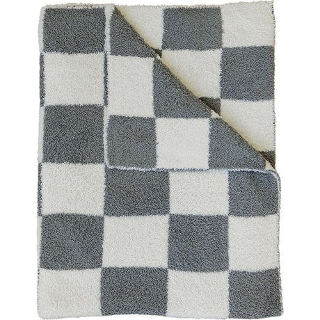 Charcoal Checkered Plush Blanket - HoneyBug 