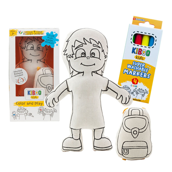 Kiboo Kids Doll for coloring - Gender Neutral - Kid with Bangs - HoneyBug 