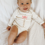 Love Blocks Bow Organic Baby Bodysuit Long Sleeve