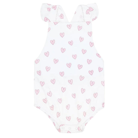 Pink Heart Print Ruffle Bubble - HoneyBug 