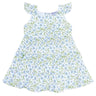 Blue Vines Print Ruffle Dress - HoneyBug 