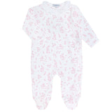 Pink Bunny Toile Crossover Footie