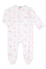 Pink Lone Star Toile Print Crossover Footie - HoneyBug 