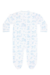 Blue Lone Star Toile Print Crossover Footie - HoneyBug 
