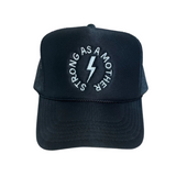 Strong as a mother™ Embroidered Trucker Hat - Black - HoneyBug 
