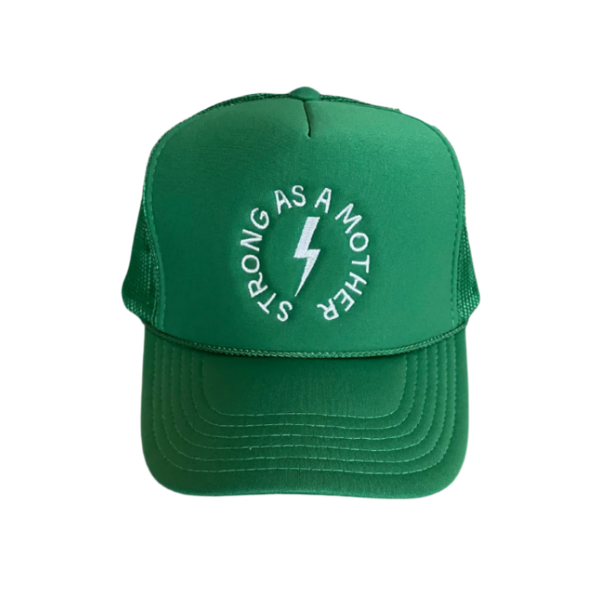 Strong as a mother™ Embroidered Trucker Hat - Kelly Green - HoneyBug 