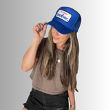 Strong as a mother™ Patch Trucker Hat - Royal Blue - HoneyBug 
