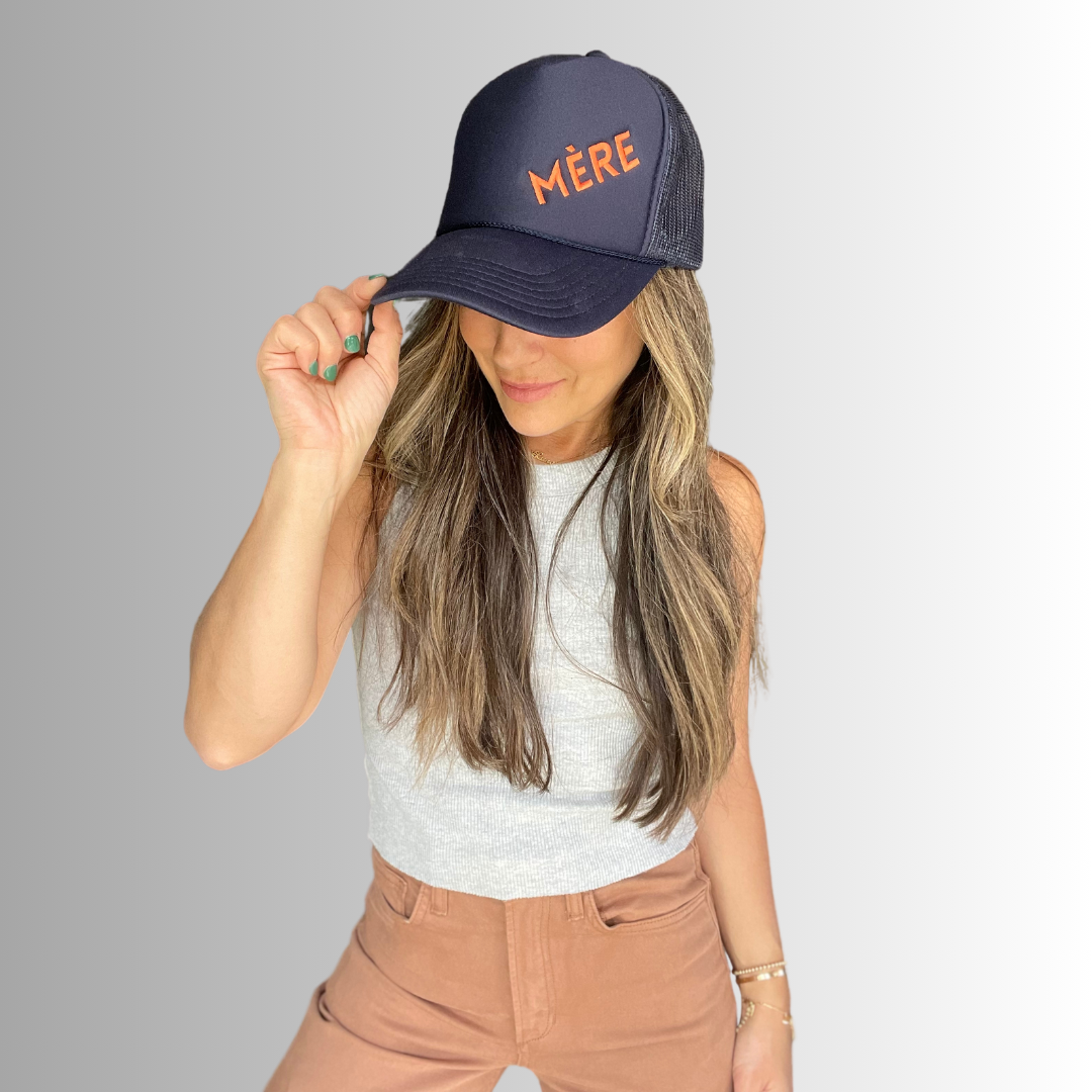 MÉRE - Embroidered Trucker Hat - Navy - HoneyBug 