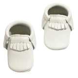 Newborn Bright White Moccasin Baby Shoe - HoneyBug 