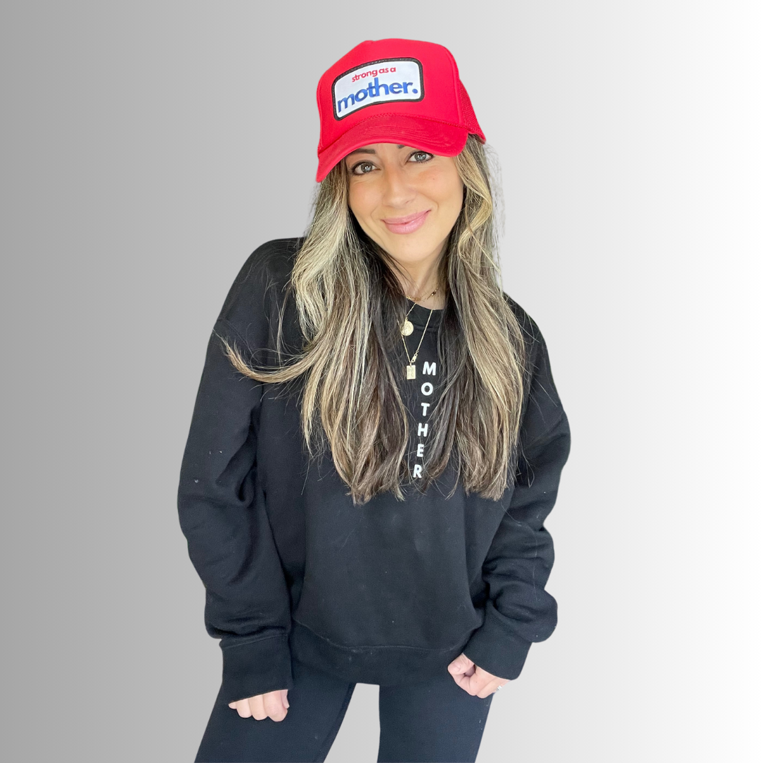 Strong as a mother™ Patch Trucker Hat - Red - HoneyBug 
