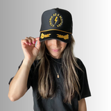 Strong as a mother™ Embroidered Captain Hat - Black and Gold - HoneyBug 