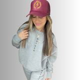 Strong as a mother™ Embroidered Trucker Hat - Burgundy - HoneyBug 