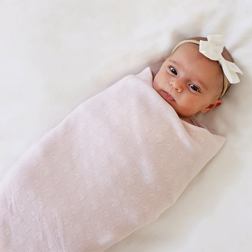 Jacquard Hearts Cotton Baby Blanket - HoneyBug 