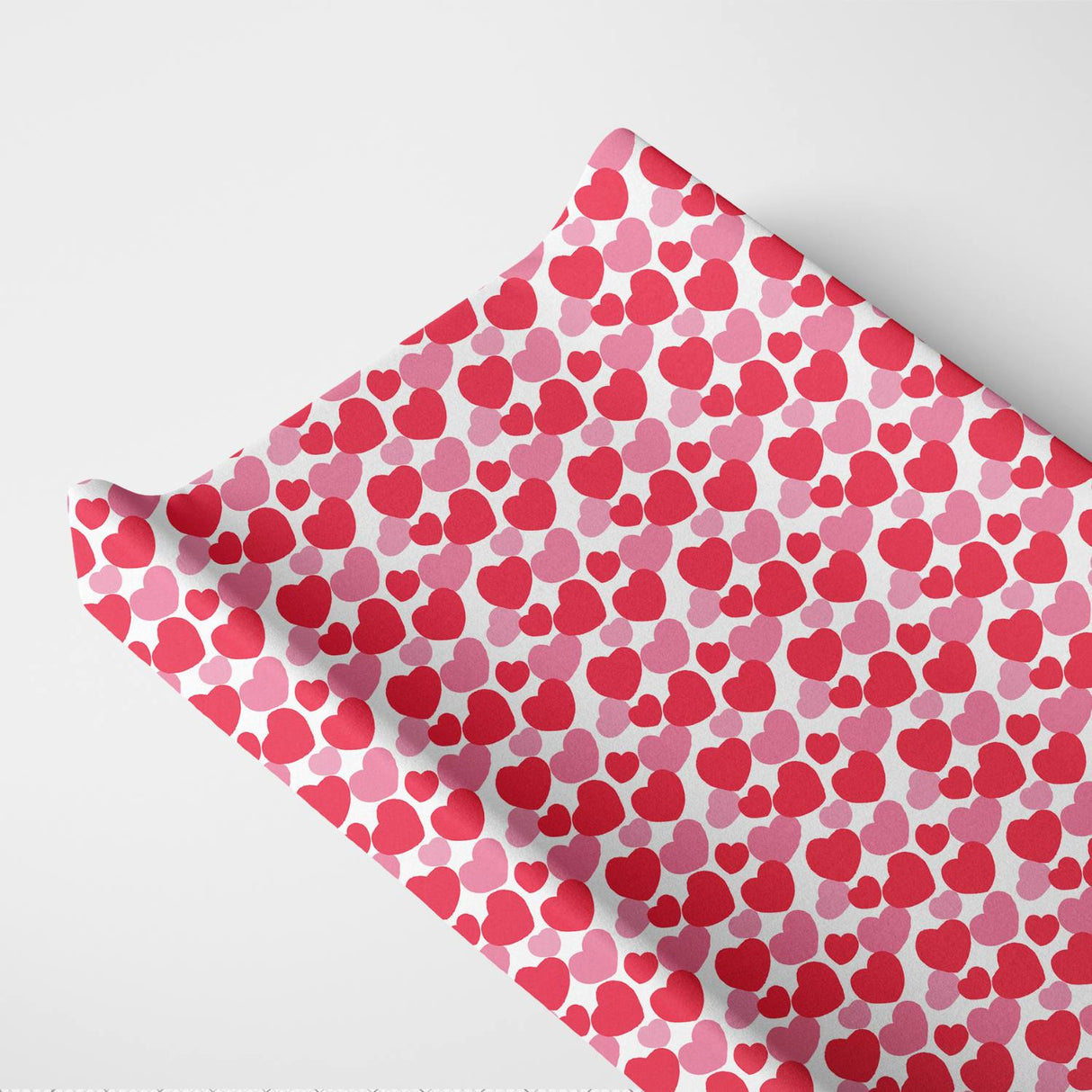 Organic Changing Pad Cover - Red & Pink Hearts