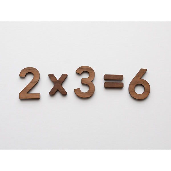Wooden Number Set • Wood Numerals & Math Symbols in Walnut - HoneyBug 