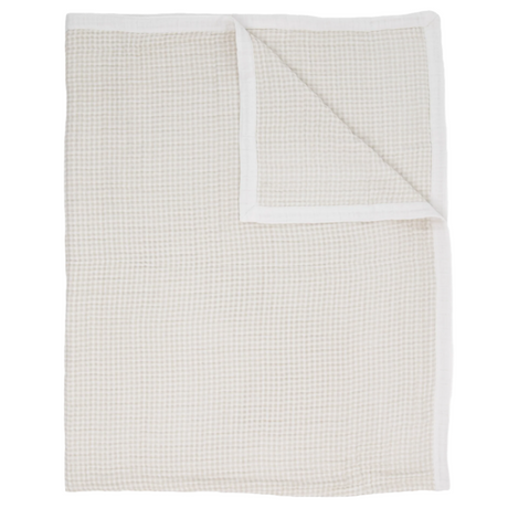 Cotton Muslin Quilted Throw - Tan Gingham - HoneyBug 