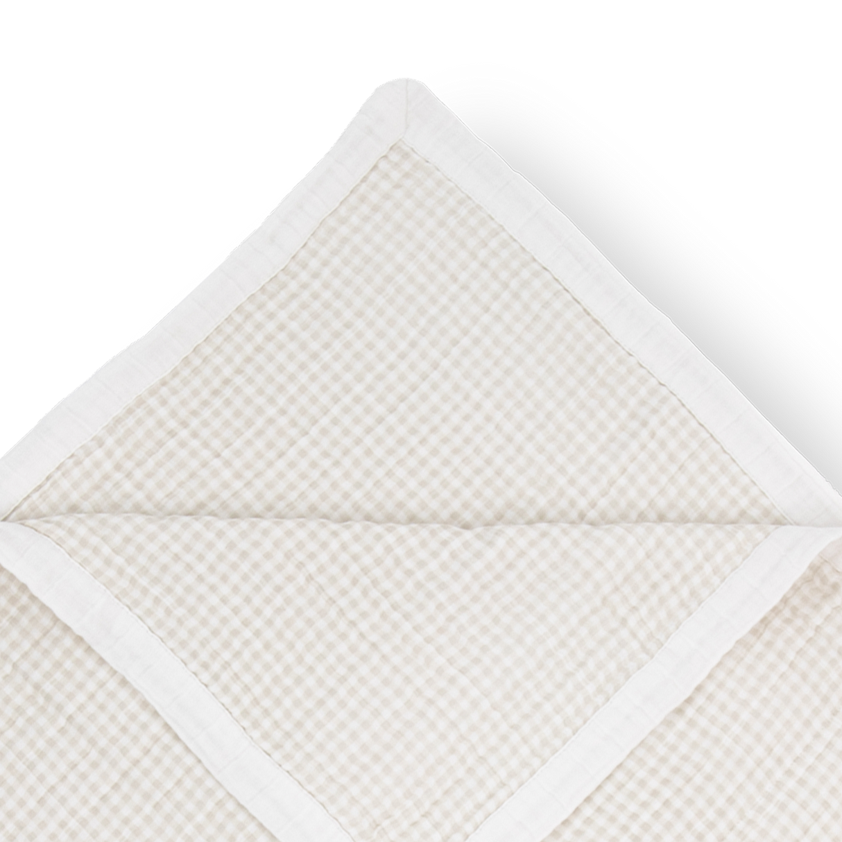 Cotton Muslin Quilted Throw - Tan Gingham - HoneyBug 