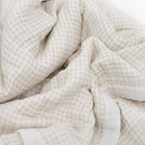 Cotton Muslin Quilted Throw - Tan Gingham - HoneyBug 