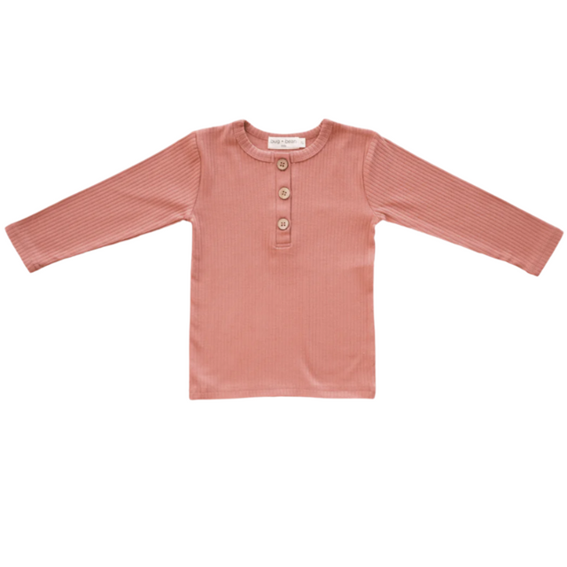 Organic Ribbed Cotton Top - Terracotta - HoneyBug 