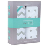 Waterproof Crib Sheet Set - Grey Chevron & Polka Dot - HoneyBug 